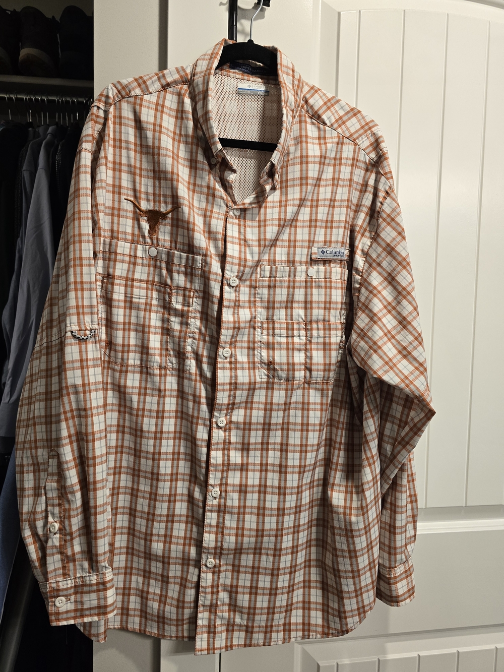 Columbia Long Sleeve Plaid Tamiami Fishing Shirt -  Texas Longhorns XXL